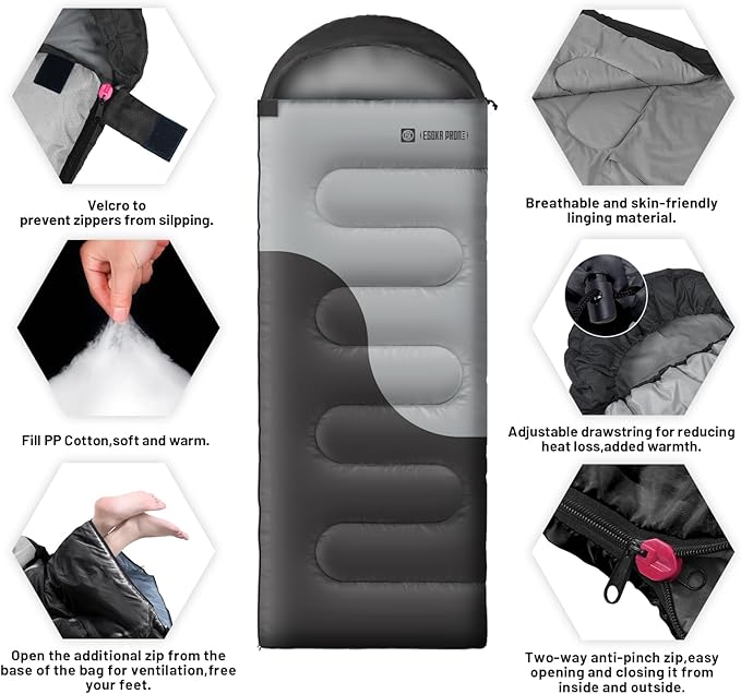 Sleeping Bags for Adults&ampKidsLightweight Waterproof Warm Weather Sleeping BagCompact Portable Sleeping Bag for CampingEssentials Gear for Camping Hiking Outdoor Travel