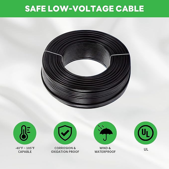 Outdoor Low Voltage Lighting Kit with 12 Pack Black LED Landscape Spotlight and 200W Transformer and 250FT Cable and 40 Wire Connectors Waterproof Aluminum Fixture for Lawn Yard Home