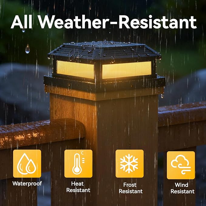 Solar Post Cap Lights Outdoor with Remote 12 Pack Waterproof RGB Color Changing Fit 4x4 5x5 Wood/Vinyl Posts Black Fence Post Solar Lights with 12 Color Modes for Deck Patio Garden Decoration