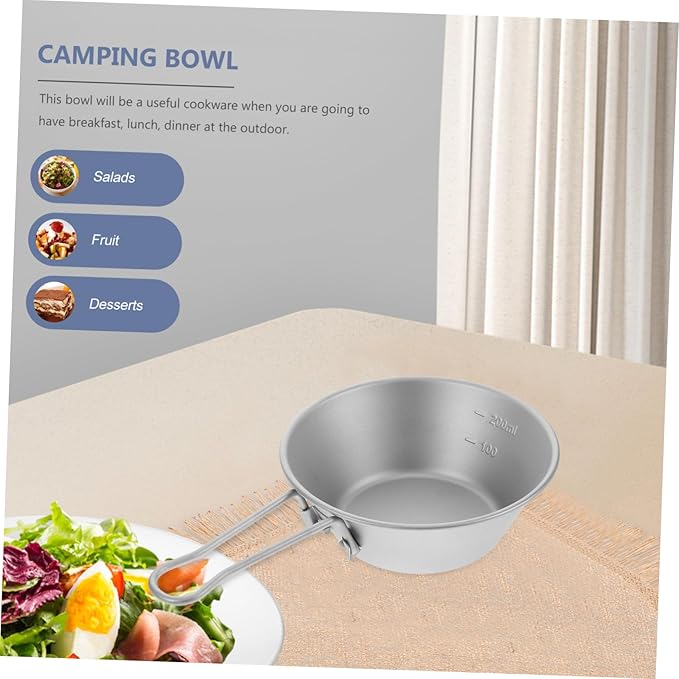 PRETYZOOM Stainless Steel Portable Camping Bowl Appetizer Cup Condiment Bowl Snack Dish for Hiking Picnic Outdoor Activities