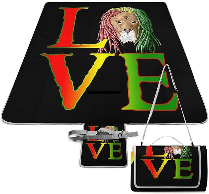 Reggae Lover Love Regga Music Waterproof Outdoor Picnic Blanket Sandproof Beach Mat for Camping Hiking Grass Travelling