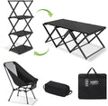 Camping Table and Chairs Set 2-in-1 Aluminum Folding Table with 3-Tier Storage Rack Heavy Duty Portable Camp Kitchen for Outdoor Camping Hiking Beach