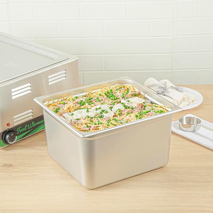 Restaurantware-Kitchen Tek 2/3 Size Steam Table Pan 1 Anti-Jam Steam Pan - Lid Sold Separately 8â€ Deep 24 Gauge Stainless Steel Freezable For Catering Event And Party