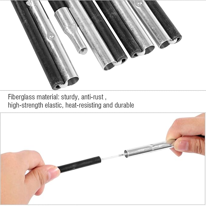 Fiberglass Tent Poles Replacement Kit - 2 Poles 4.9M Adjustable for Tarp &amp Awning Poles - Camping &amp Hiking