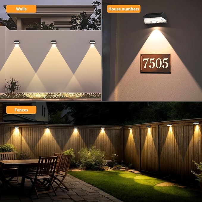Solar Fence LightsWarm White &amp Cool White &amp RGB 7Colors ＆ Color Changing Mode IP65 Waterproof Solar Lights Outdoor Solar Deck Lights for Outside/Patio/Backyard/Wall/Pool/Fence/Railing/Step(1