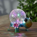 Solar Lights Outdoor Turtle Garden Decor with Crackle Glass Globe Lights - Cute Metal Turtle Statue for Yard Lawn Patio Porch Pathway Tabletop Housewarming Gifts for Mom Women