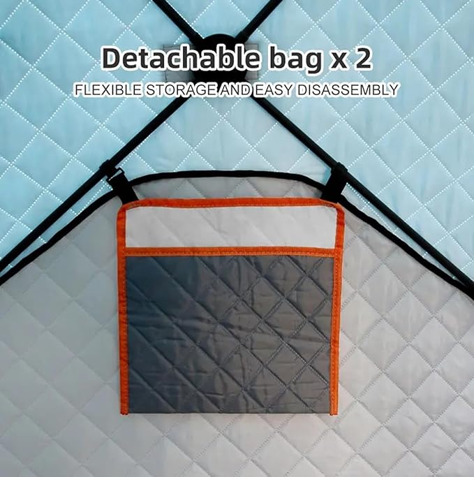 Pop-Up Portable Ice Fishing Tent with Carry Bag Insulated Ice Fishing Shelter with Two Doors &amp Six Windows 3-4 Person