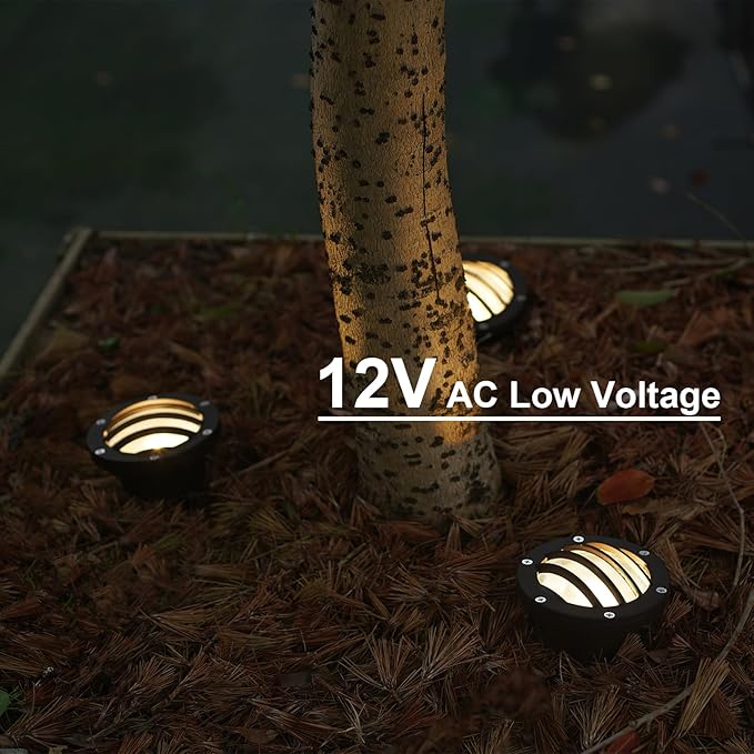 GOODSMANN Landscape Lights 8PK Low Voltage Well Lights 4 Watt 200 Lumen LED Landscape Lighting 2800K Warm White Metal In-Ground Light with Cable Connectors