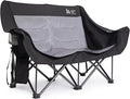 LAUSAINT HOME Double Camping Chair Oversized Camping Loveseat with Cup Holder Heavy Duty Portable Camping Couch Outdoor Double Folding Chair for Patio Lawn and Garden Black