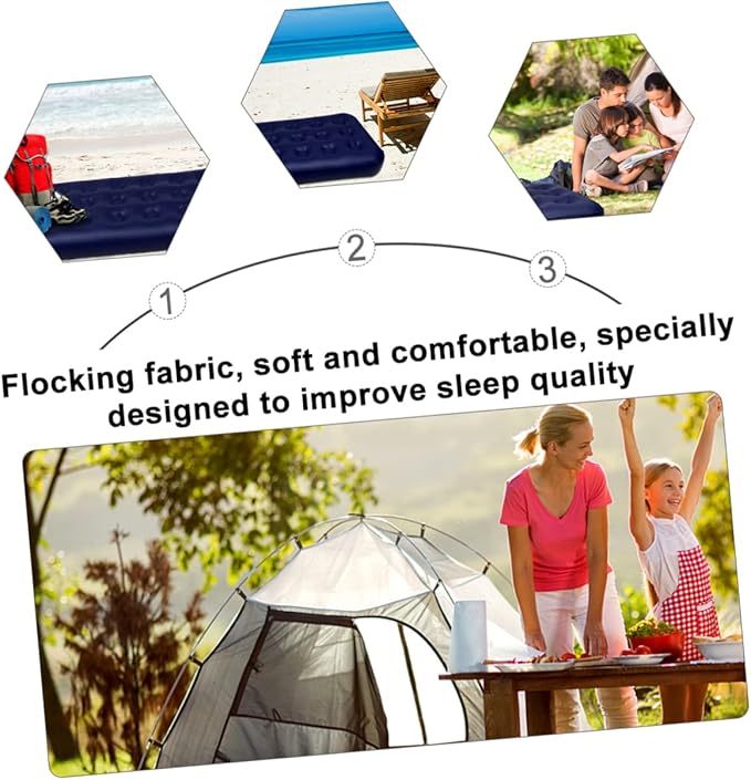 1Pc Inflatable Camping Air Mattress Bed Foldable Single Cushion for Outdoor Use Durable Sleeping Mat with Honeycomb Design for Travel and Easy Storage