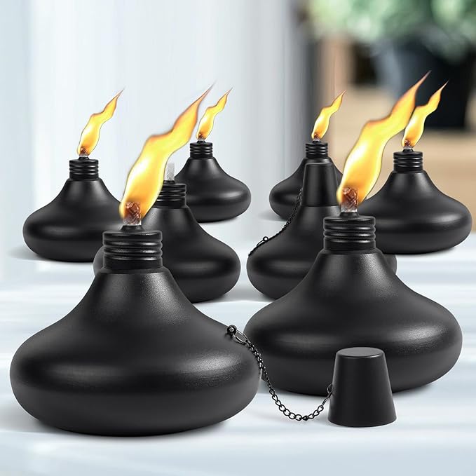 Upgraded Tabletop Torches Set of 8 24.5 oz Citronella Candles for Outdoor Metal Table Top Torches for Outside Refillable Torch Lanterns for Patio Yard Deck Garden Party