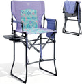 EVER ADVANCED Portable 30.7 Seat Height Tall Folding Camping Chair Directors Chair High Foldable Bar Stool with Side Table for Makeup Artist Sports Event Craft Show Supports 350LBS