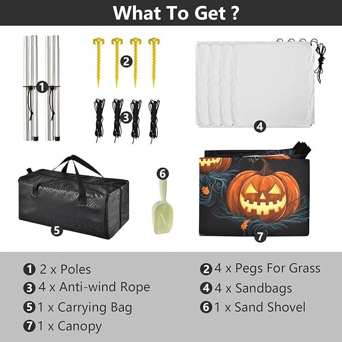 Halloween PumpkinCamping Sun Shelters 9.2 x 10.5 FT Beach Canopy Tent Sun Shade with Carrying Bag for Camping Trips Fishing Backyard Fun or Picnics 21341655