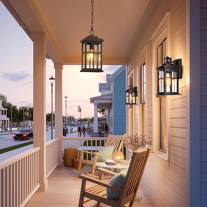 Large Outdoor Pendant Lights forPorch Bronze Hanging Exterior Light Outdoor Hanging Light for House Porch Doorway Waterproof Anti-Rust 100% Aluminum
