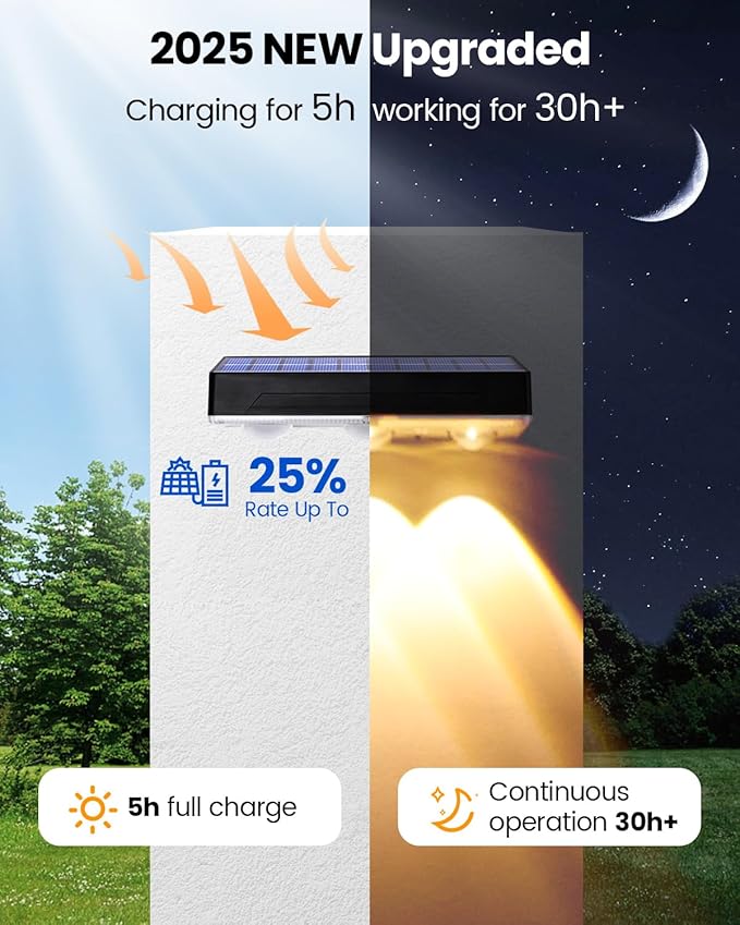 Solar Fence Lights Outdoor 2025 Upgraded Solar Fence Lights Have 3 x 70 Lumen Reflector Lenses and 12 RGB Patterns IP65 Waterproof Auto On/Off for Backyard Deck Steps Fence (8 Pack)