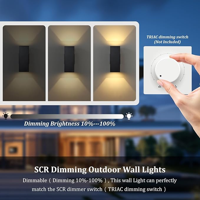Dimmable Wall Lights Outdoor 4 Packs Integrated LED Square Up Down 12W 2700K Modern Aluminum Light Waterproof Exterior Lighing Fixtures for Porch Patio Garage Gardern