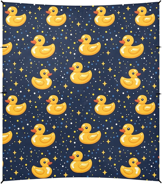 Camping Sun Shelters Yellow Duck and Stars Pattern Beach Canopy 126 * 110.2in
