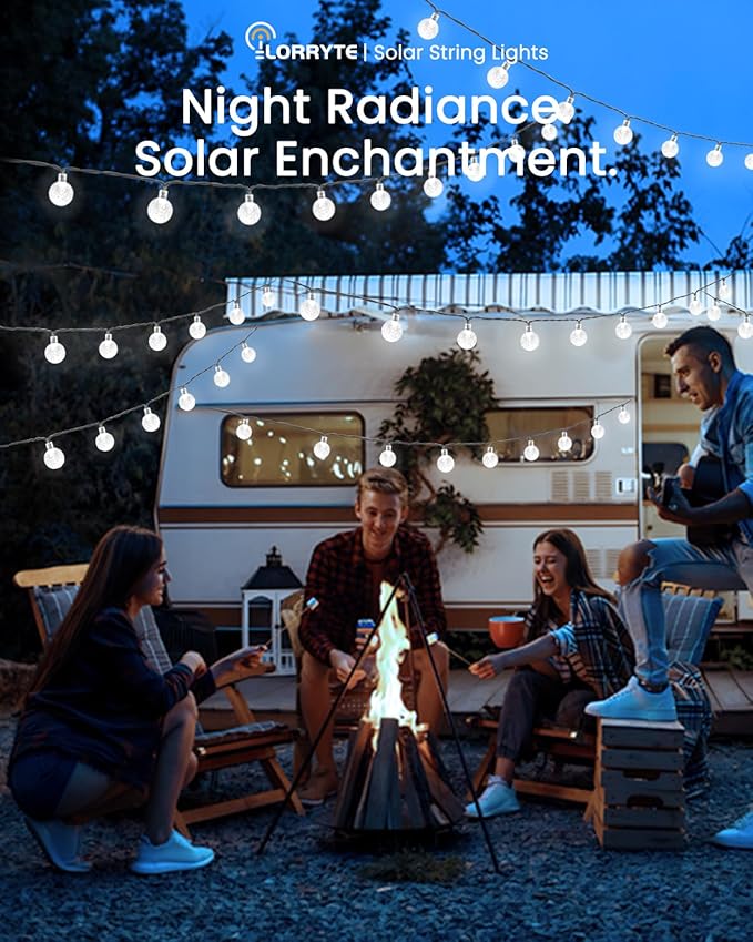 LORRYTE White 2-Pack 100 LED 64FT Crystal Globe Solar Lights Outdoor Waterproof Solar String Lights Outdoor Decorative with 8 Lighting Modes for Patio Decorations Garden Wedding Party Tree Porch