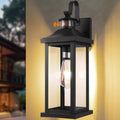 1-Pack 18 Inch Motion Sensor Front Porch Light IP65 Waterproof Large Black Dusk to Dawn Outdoor Wall Lighting for House Exterior Light Fixture Clear Glass Garage Coach Light E26 Bulb Base