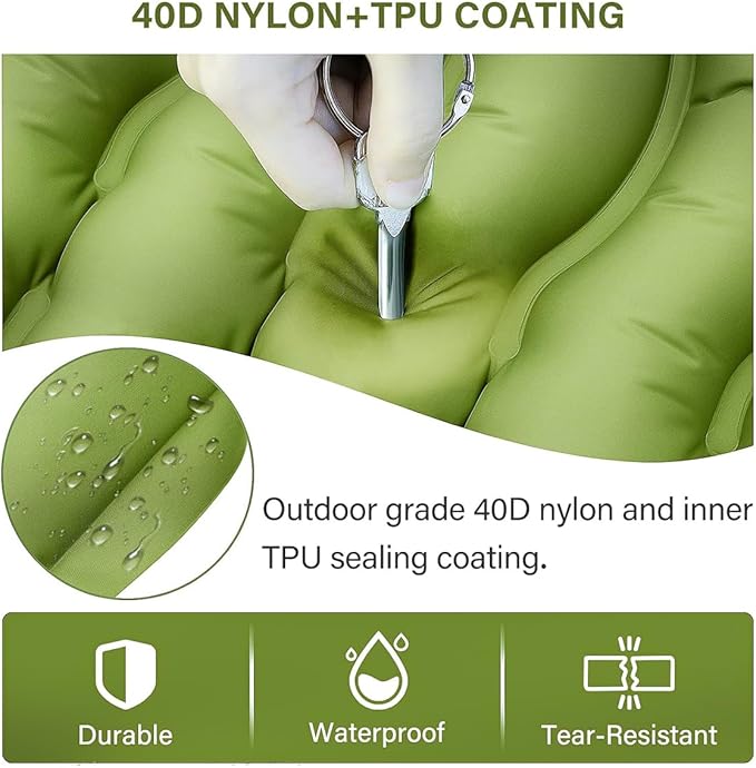 Camping Air Bed for Toyota 4Runner 2010-2025 SUV 5-Seater Easy Hand/Foot Inflation Thick Padding Portable Air Bed for Outdoor Sleeping and TravelGreen