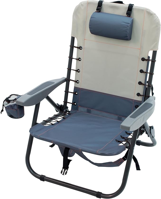 CAMP &amp GO 4-Position Lace-up Suspension Backpack Camping Chair Slate