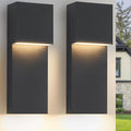 2 Pack Modern LED Outdoor Wall Sconce 15 20W 3000K 1600Lumen Outdoor Light Fixtures Wall Mount Anti-Rust Outside Lights Black Finish Outdoor Lights for House Porch Patio Garage