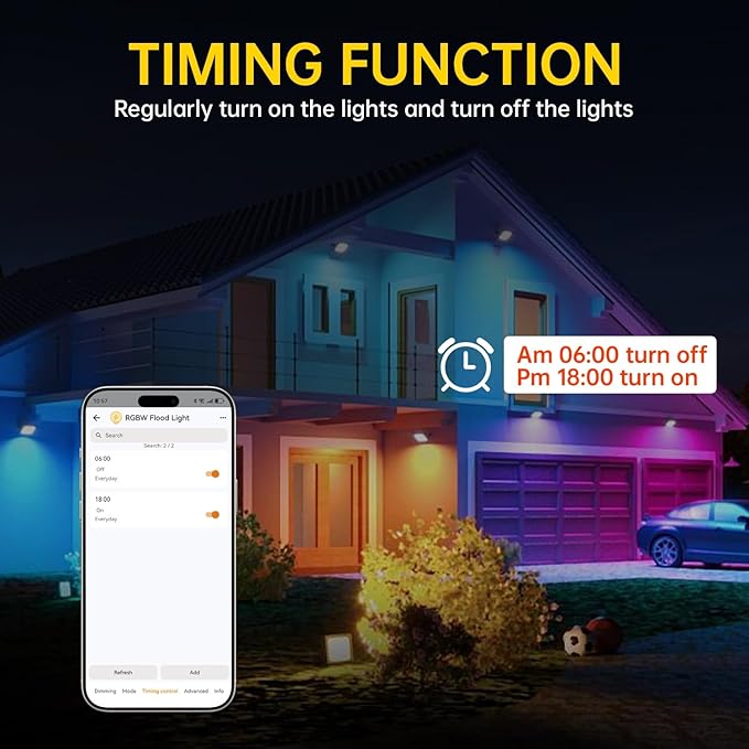 Remon LED Flood Light Outdoor 800W Equivalent 8000LM Smart RGB Landscape Lighting with APP Control DIY Scenes - Timing - Warm White 2700K - Color Changing Uplight IP66 Waterproof 43 Modes (2 Pack)