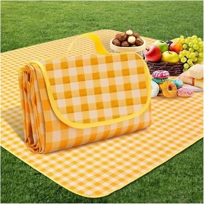 Waterproof Beach Mat - Portable Lightweight Folding Mattress for Outdoor Camping &amp Picnics(Red Grid150-200cm)