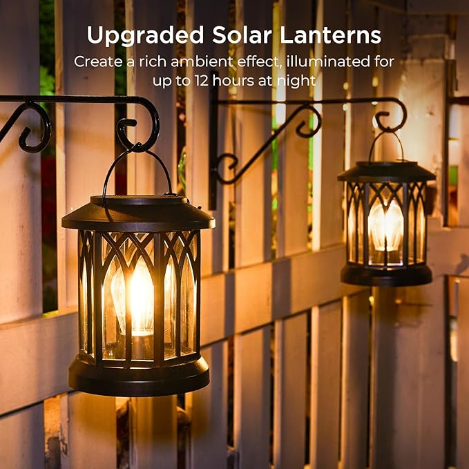 WdtPro Solar Lanterns Outdoor Waterproof Upgraded Bright Hanging Solar Lights for OutsideSolar Powered Lanterns Lighting LED for Garden Patio Yard Decorative 6 Pack (Warm Light)