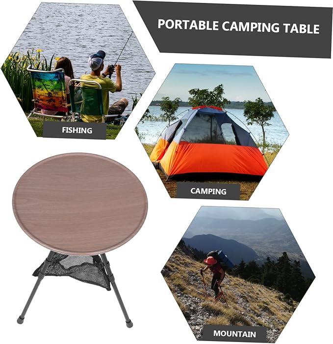 1Set Portable Folding Camping Table Aluminum Alloy Side Table with Mesh Storage for Outdoor Picnics Camping and Backyard Use Compact and Lightweight Design