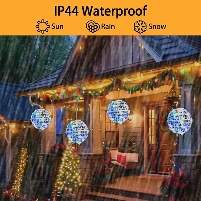 200LED Solar Christmas Ball Lights for Outdoor Trees – Waterproof Globe String Lights with 8 Lighting Modes Solar Sphere Lights Holiday Decor for Tree Garden Porch (Multicolor 5pc)