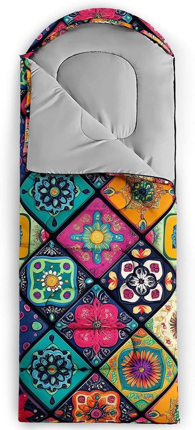 Kids Sleeping Bag for Boys GirlsBlue Ripples Print-Lightweight Warm Portable Outdoor Indoor-Waterproof Cold Weather Resistant Sleeping Bag for Camping Hiking