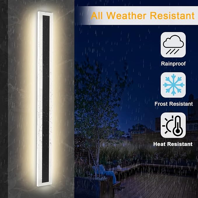 Modern LED Outdoor Sconce 39inch 30W Indoor and Outdoor Wall-Mounted Lamp Fixture with Frosted Acrylic for Bedroom Living Room