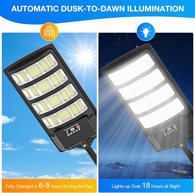 Solar Street Lights Outdoor Waterproof400W 320°Wide Angle Flood Light LED Solar Parking Light with Motion Sensor and Remote Control for Outdoor Streets CourtyardsParking Garages-1Pack