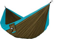 Fox Outfitters Neolite Double Camping Hammock - Lightweight Portable Nylon Parachute Hammock for Backpacking Travel Beach Yard. Hammock Straps &amp Steel Carabiners Included (Sky Blue/Bronze)