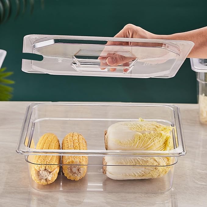 12 Pcs Clear Food Pan Lids 1/3 Size Polycarbonate Notched Cover with Handle Restaurant Commercial Hotel Pan Lid for Restaurant Commercial Food Container Storage