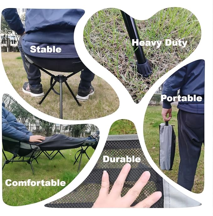 Portable Camping Chair Foot Rest Stool Lightweight Heavy Duty Folding Outdoor Picnic Beach Travel Fishing BackpackingDurable 600D Oxford ClothSturdy Aluminum Alloy Framewith Carry Bag
