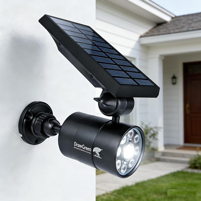 Solar Motion Lights for Outside Aluminum case(Not plastic) Outdoor Solar Flood Security Spot lights 1400LM 9W LED(130W Equ.) Garden Step Deck Patio Post Porch 100-Week FREE Refund/Replacement(Black)