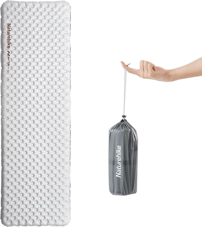 Naturehike Ultralight Insulated Sleeping Pad with R5.8 3.2in Thickened Patchworkable Inflatable Double Sleeping Mat for Camping Hiking Climbing with Inflatable Bag
