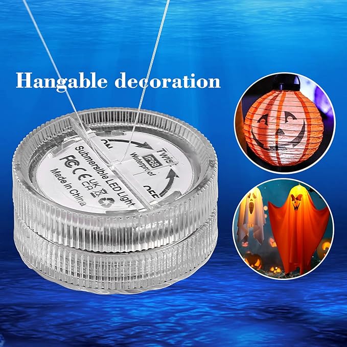 HL Submersible LED LightGreen Small LED Light100 Hours Waterproof Flameless Led Lights Battery Powered for Wedding Home Vase Festival Party Decoration 24pcs (Built-in 48 Batteries)