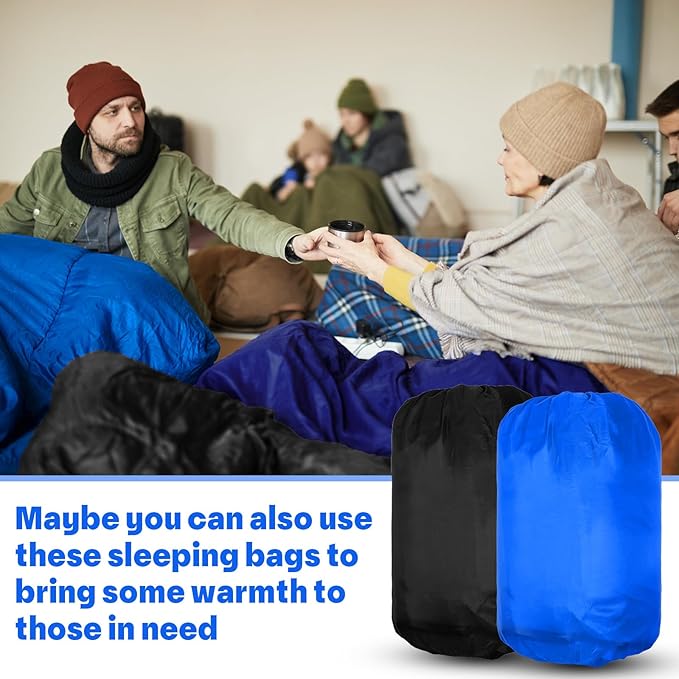 Macarrie 6 Pack Bulk Sleeping Bags for Homeless Donation 0 Degree Waterproof Sleeping Bags with Compression Sack for Adults Winter Cold Weather Care Camping Hiking Emergency