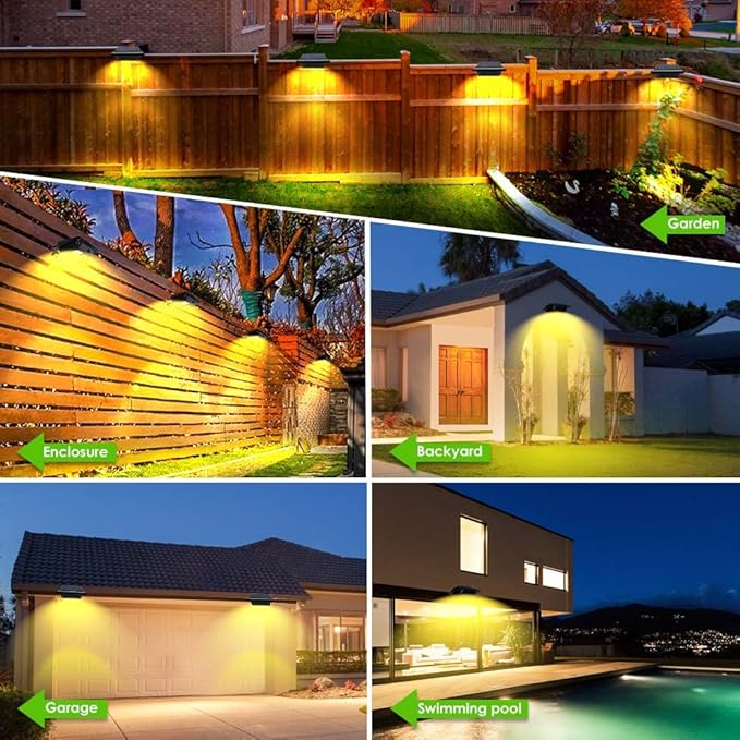 Gutter Solar Patio Decor Lights 40 LED Deck Outdoor Waterproof Fence for Wall Backyard Porch Pool Step Stairs Yard Garden Pathway (6 Pack-Black Warm White)