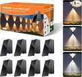 8 Pack Solar Powered Fence Lights Outdoor (Warm/Neutral/Cool White) Waterproof Up and Down Wall Mount LED Decorative Lamp for Outside Patio House Backyard Porch Deck Garden with 3 Lighting Modes