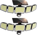 UME Solar Outdoor Lights 620 LED 4500LM IP65 Waterproof Motion Sensor Outdoor Lights 5 Heads Solar Security Flood Light 270 Wide Lighting Angle with 3 Modes for Garden Patio Yard - 2 Pack
