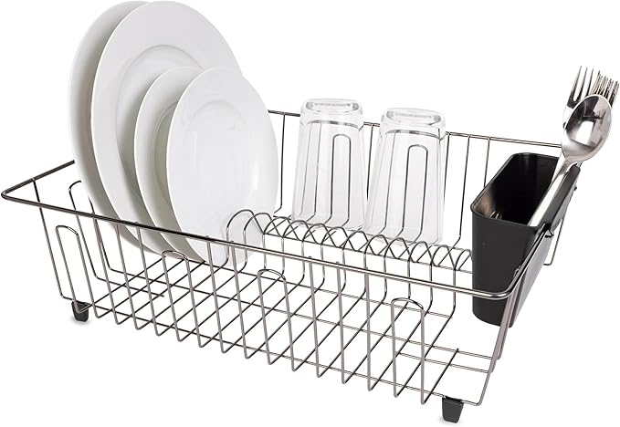 Large Wire Dish Rack Black/Chrome - 17.5 x 13.7 x 5.5