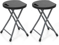 Goplus Folding Stool 2 Pack 18 inch Foldable Camping Stool for Adults with 440 lb Capacity Portable Plastic Fold up Stool Collapsible Round Stool with Handle for Fishing Hiking Gardening BBQ