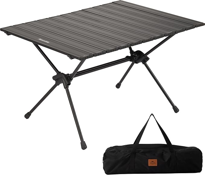 Naturehike FT11 Height Adjustable Camping Table Ultralight Aluminum Roll Up Table with Carry Bag Portable Backpacking Camp Table for Hiking Picnic Fishing Beach