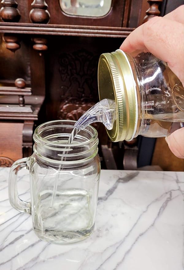 Wide Mouth Mason Jar Pour Spouts For Moonshine And Whiskey - Made 100% In The USA. Free Flow Mason Jar Spouts That Don't Leak. No Cracks Just A Perfect Pour Everytime. 2 Pack