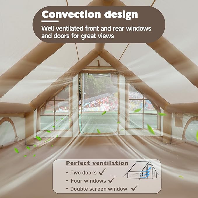 Inflatable Tents for Camping 4-6 Person with Hand Pump Quick Setup Inflatable Blow Up Tent House 4 Season Waterproof Windproof Large Air Tent for Camping