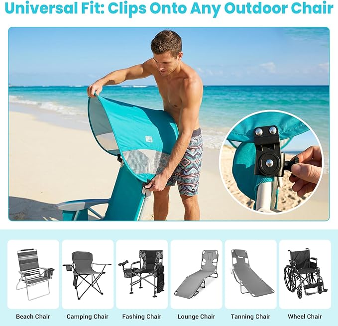 #WEJOY Beach Chair with Canopy Shade Reclining Adjustable 4 Position Lay Flat Lightweight Folding Portable Aluminum Chair with Backpack StrapsPadded headrest Heavy Duty 400lbs Lawn Chair for Beach